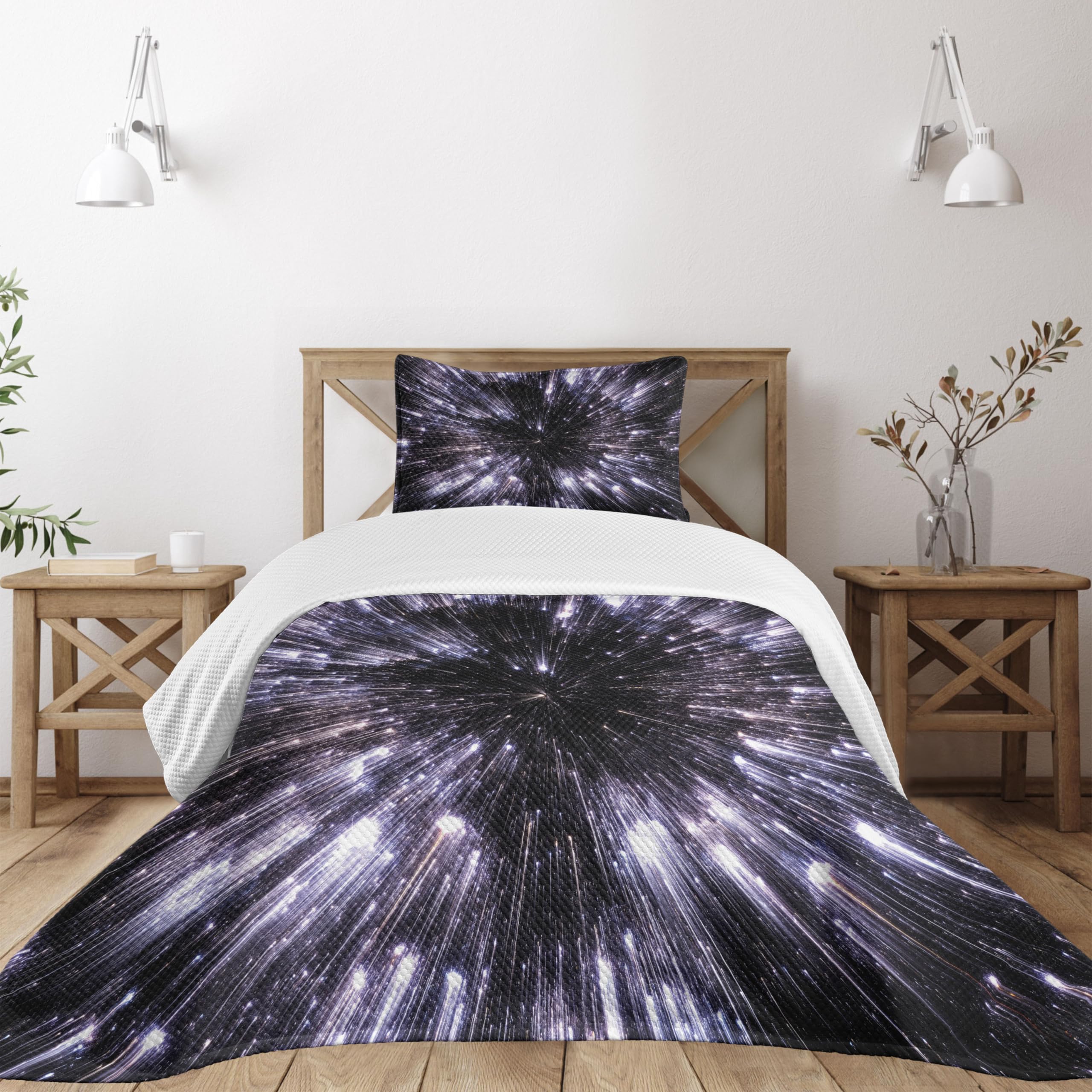 Colcha de galaxia para dormitorio juvenil temático de ciencia ficción y universo futuro