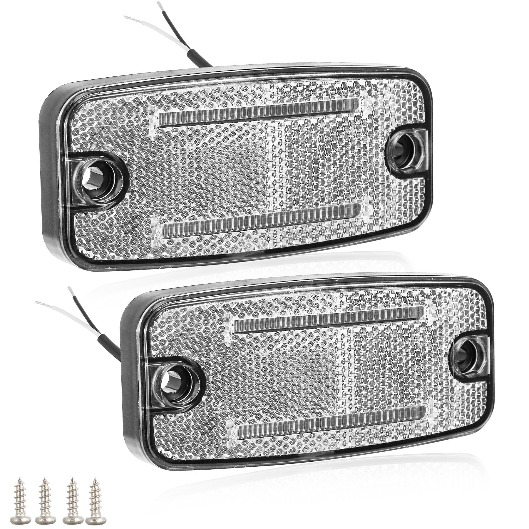 AGRISHOP LED Anhänger Seitenmarkierungsleuchte - Begrenzungsleuchte mit Schraubanschluss Wohnwagen Positionsleuchten 12V 24V Umrissleuchten Anhänger Rückleuchte Weiß