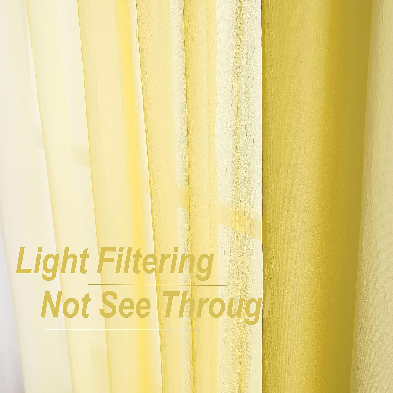 1 Piece Ombre Chiffon Sheer Window Scarf Valance Curtain 18ft for Living Room Bedroom Decor, 216 Inch Long Crinkle Soft Window Sheer Voile Valance for Holiday, Wedding Party Decor, Yellow, 52"W