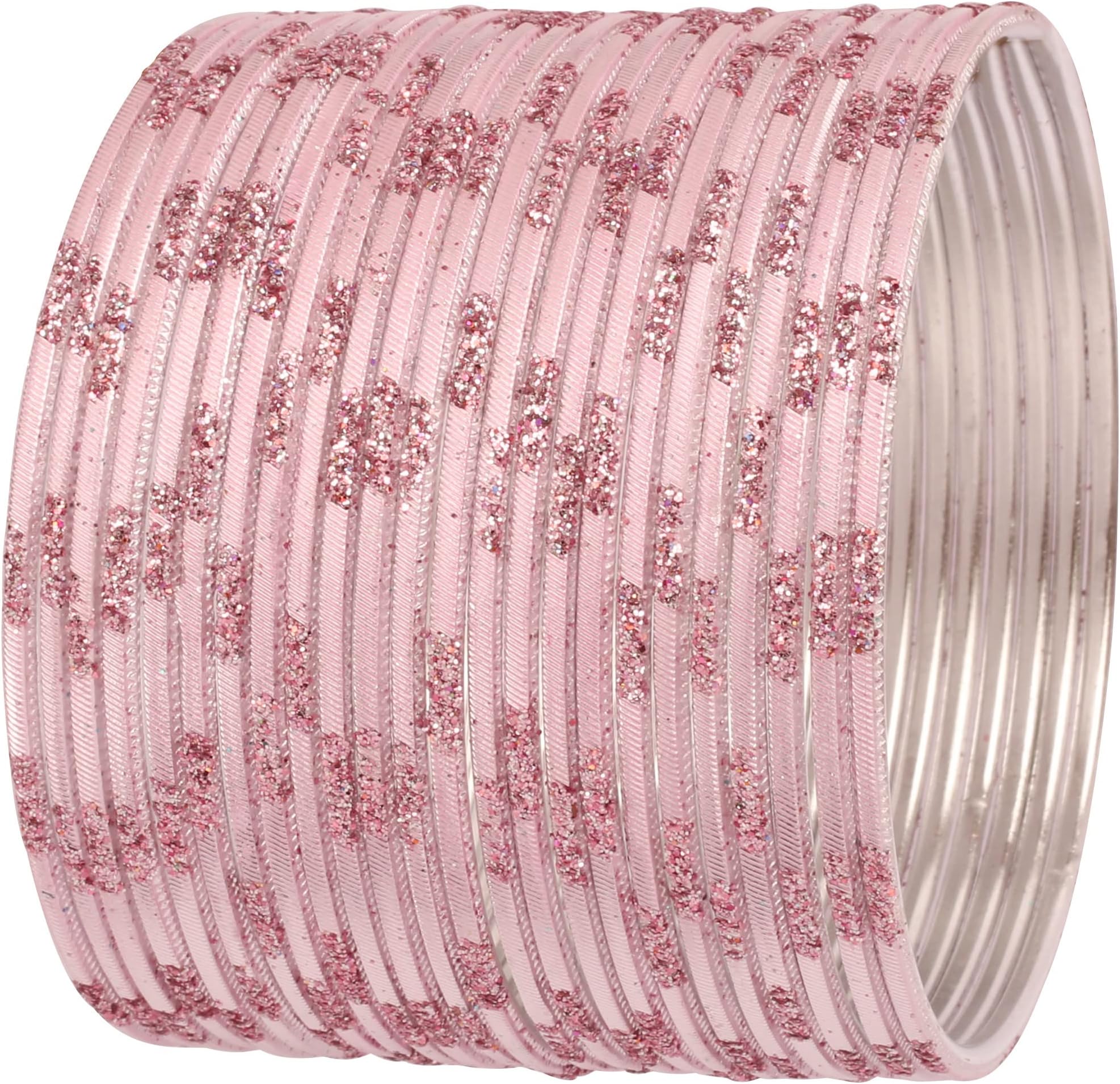 24 Pcs Colorful Indian Bollywood Collection Alloy Metal Textured Bangle Bracelets for Women