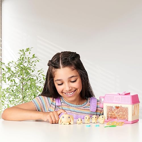 Miniatura 4 de Little Live Pets Paquete de juego de conejito bebé, colección de familia sorpresa de conejo mamá, regalos de Pascua desplegables interactivos