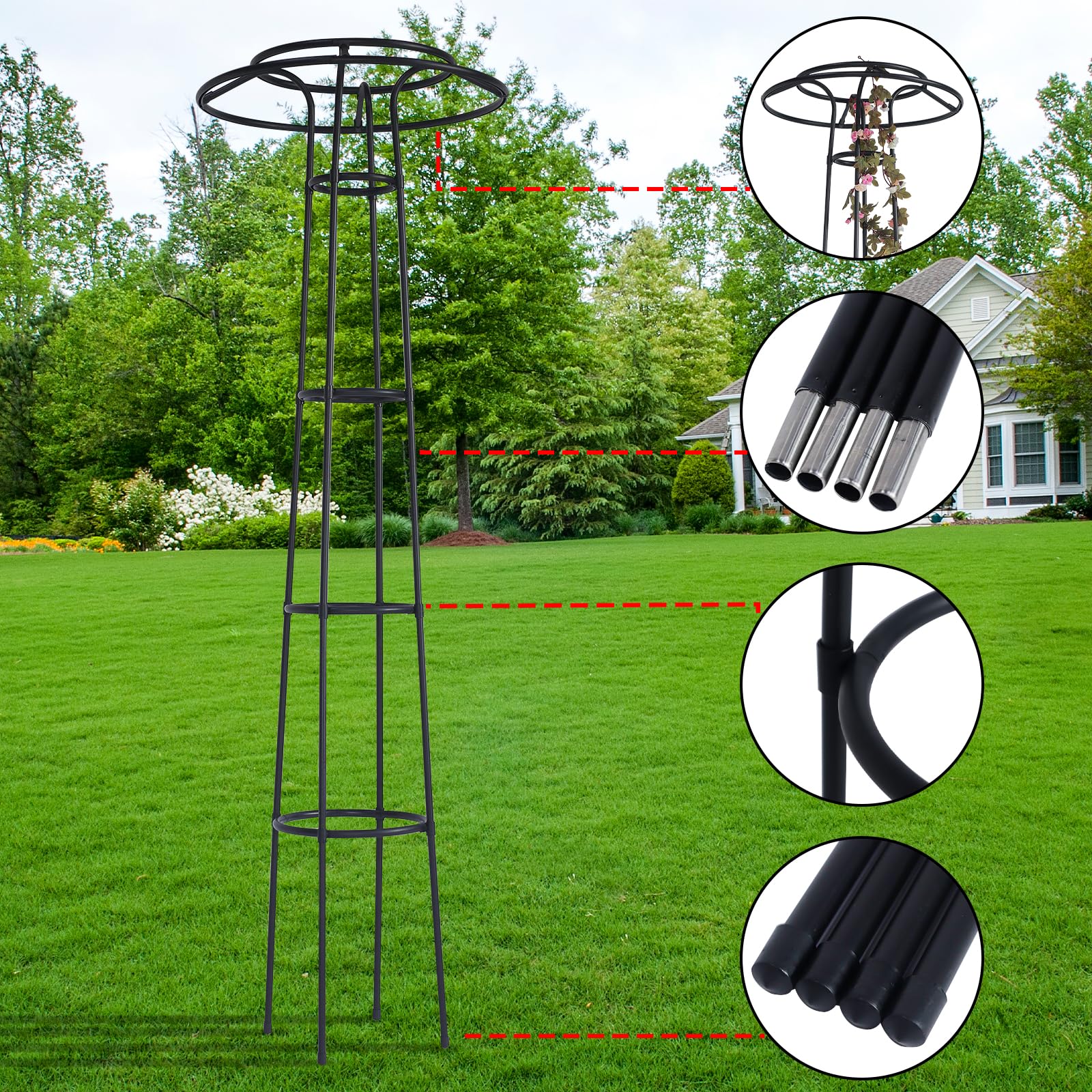 Structure de soutien pour plantes grimpantes de 185 cm - Support de jardin pour rosiers, espalier de jardin pour plantes grimpantes, légumes et plantes, 1 pièce