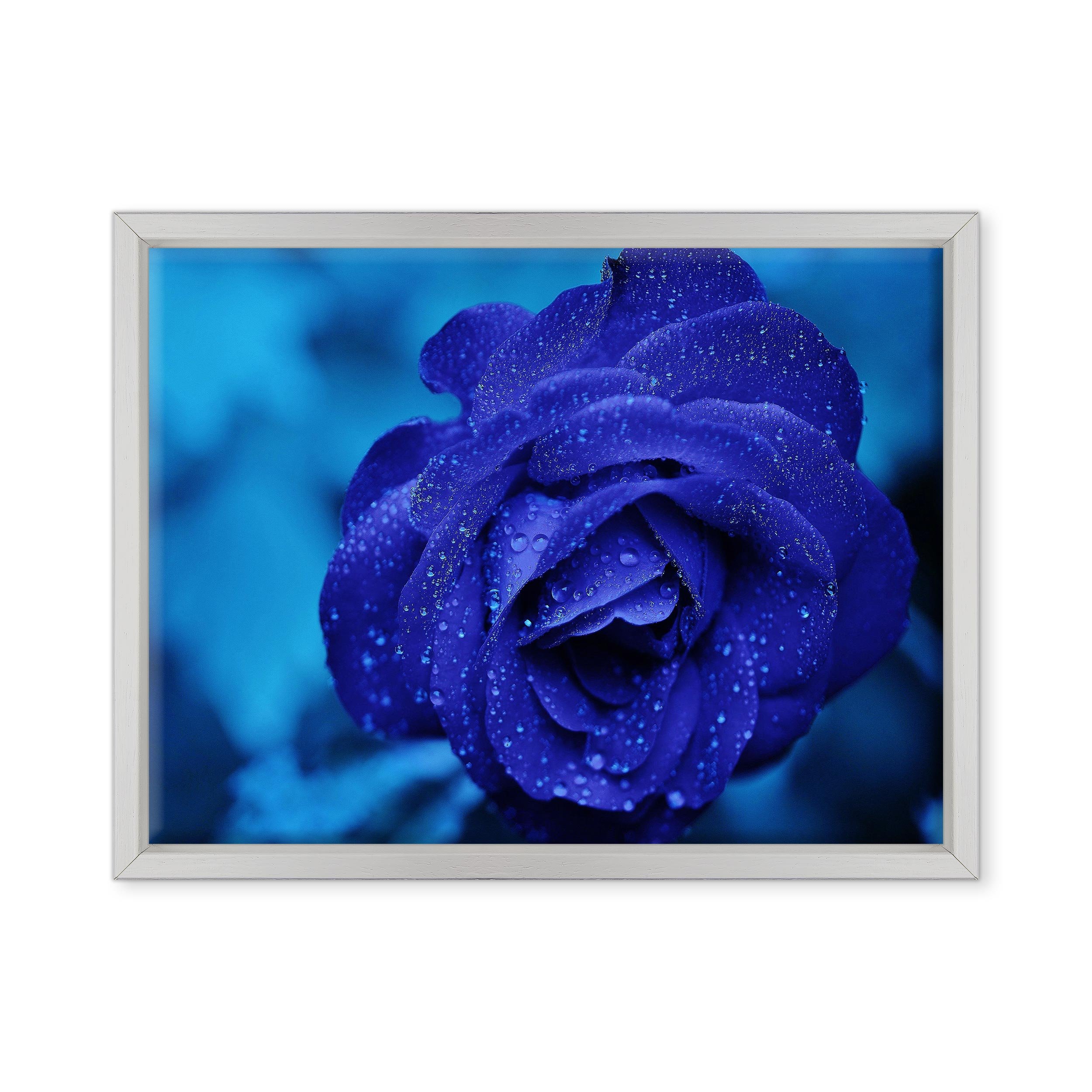 Tableau Toile Visario Fleurs Bleues 120x40 Cm - Impression Numérique - Prêt à Accrocher