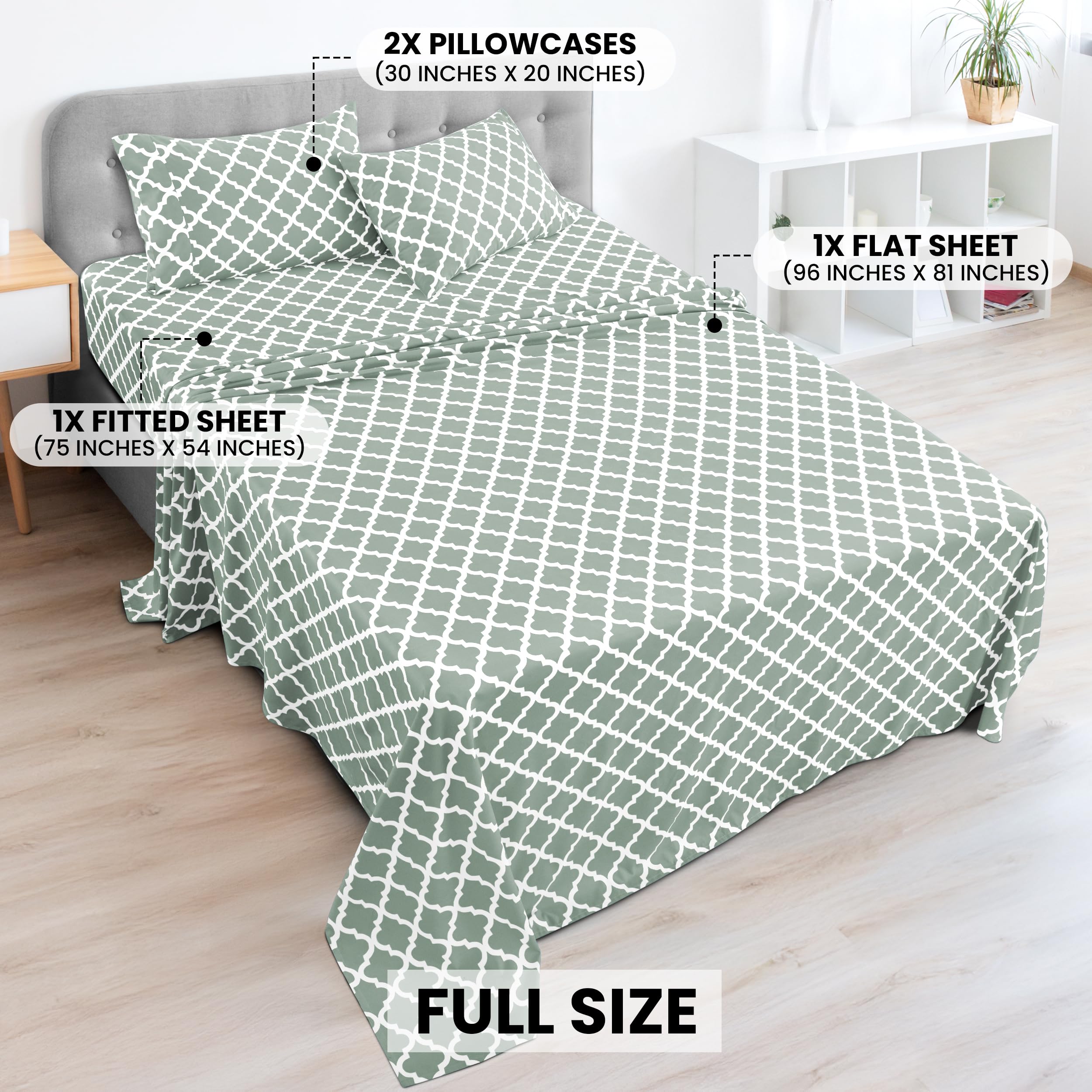 Bettwäsche-Set 4-teilig – Kühlende Mikrofaser, Extra Weich & Hypoallergen – Mit Tiefer Tasche Bis 40,6 Cm (Doppelbett, Klassisches Blau)