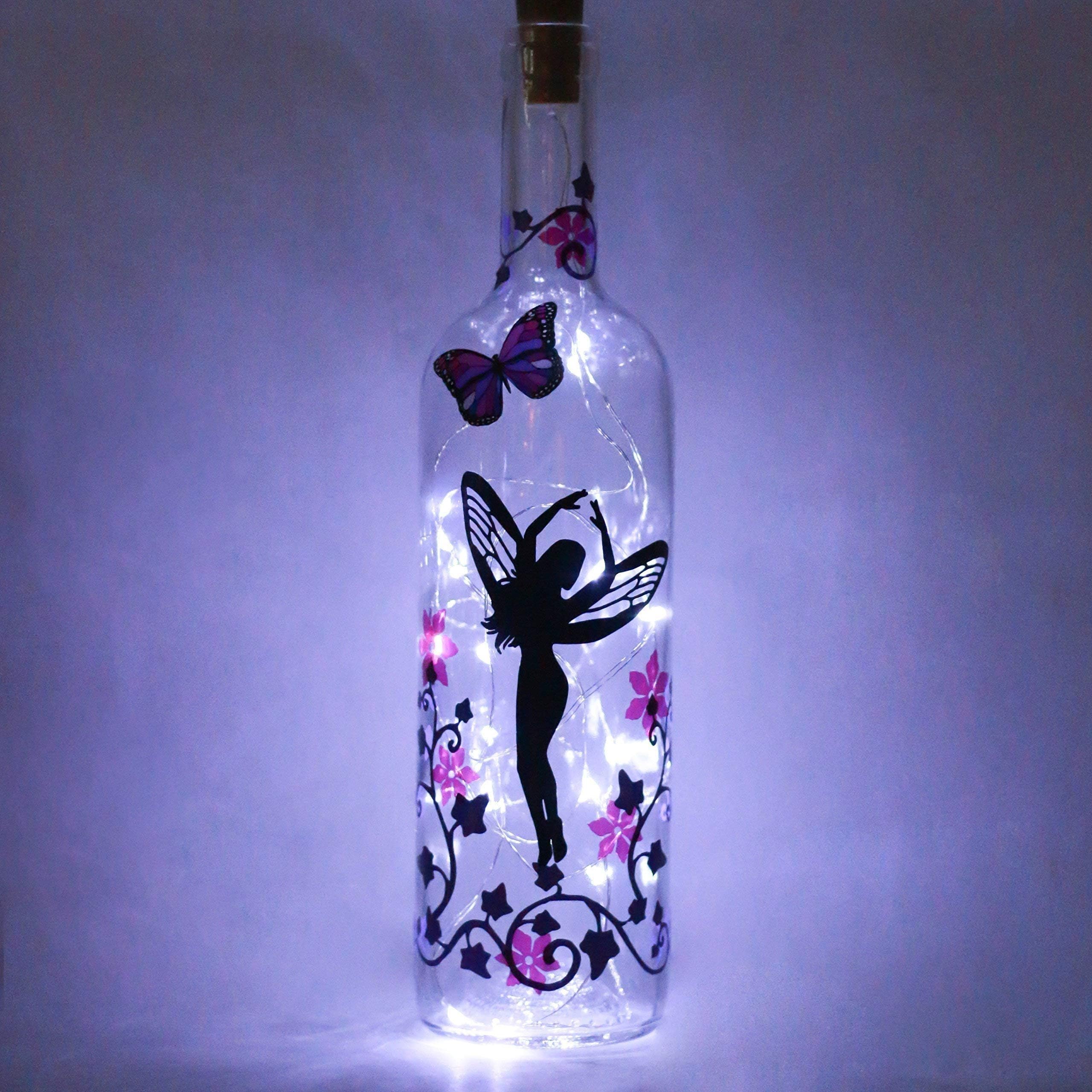Fairy Gifts For Her, Unique Birthday Present for Mum, Butterflies and LED Wine Bottle Light