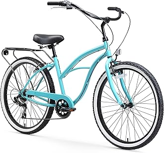 sixthreezeroAround The Block Women's Beach Cruiser Bike, 1/3/7/21 Speed Bicycles, 26"/24" Wheels, Multiple Colors