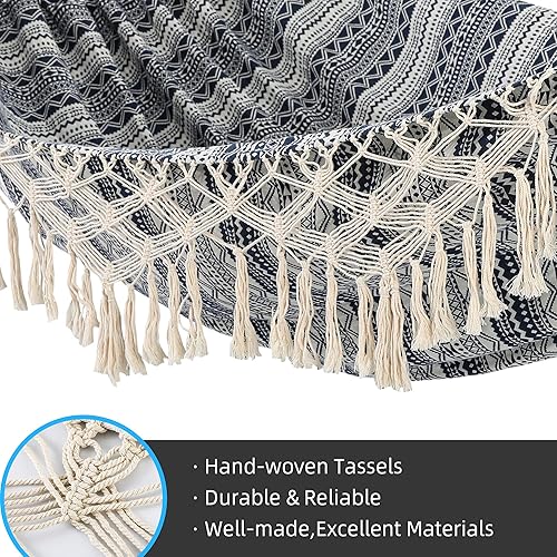 Miniatura 3 de Hamaca de jardín con borlas, hamacas para 2 personas con bolsa de transporte portátil de lujo con borde de macramé para patio, porche, patio