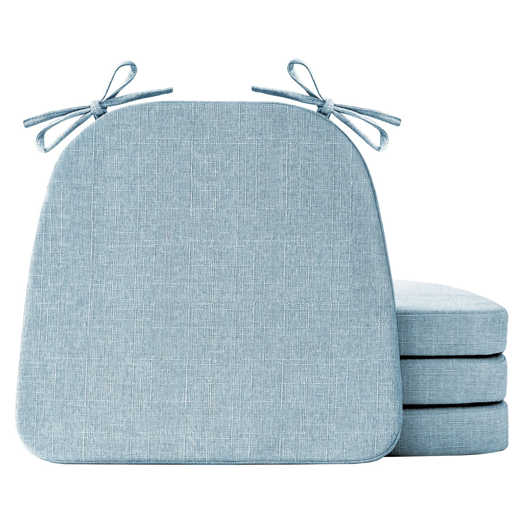 Chair Cushions for Dining Chairs Set of 4, Non Slip Kitchen Chair Pads, 17" x 16" x 2", Indoor Dining Chair Cushions with Ties, Seat Cushion for Kitchen Chairs, Chair Pads, Light Blue