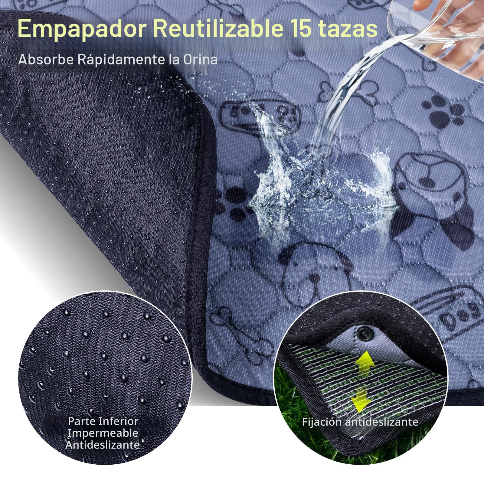 Almohadillas de Orinal de Césped Artificial para Perros, Caja de Arena para Perros de Interior de Césped Artificial de 32 x 24 Pulgadas, Almohadillas de Orinal de Césped, Lavables, Reutilizables