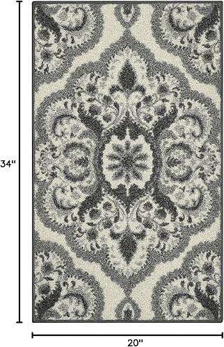 Miniatura 3 de Maples Rugs - Alfombra antideslizante Vivian, para cocina, patrón de medallones fabricada en Estados Unidos, 1.8 x 2.10 pies, color gris