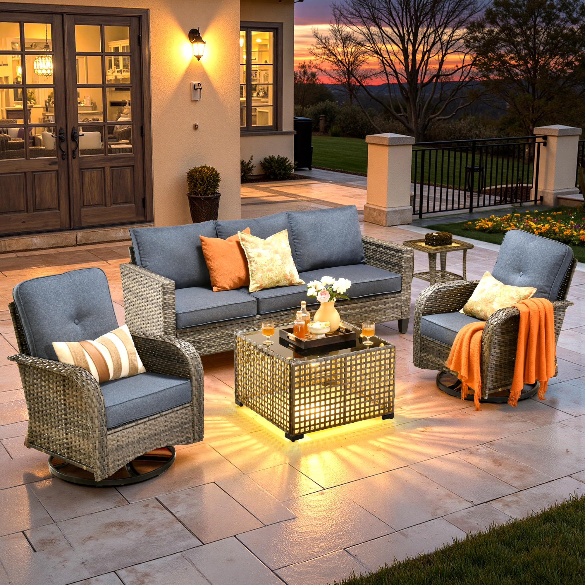 Orange Patio Furniture Ovios Pieces Outdoor Patio Furniture Set - Main Image