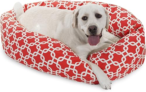 Majestic Pet Cama calmante para perros de 40 pulgadas Links Sherpa lavable, acogedora cama redonda suave para perros con columna vertebral para