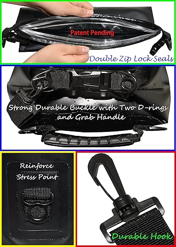 Miniatura 3 de Freegrace - Juego de 3 bolsas secas impermeables, bolsa seca con 2 cierres y correa de hombro desmontable bolsa de cintura y funda para teléfono, se