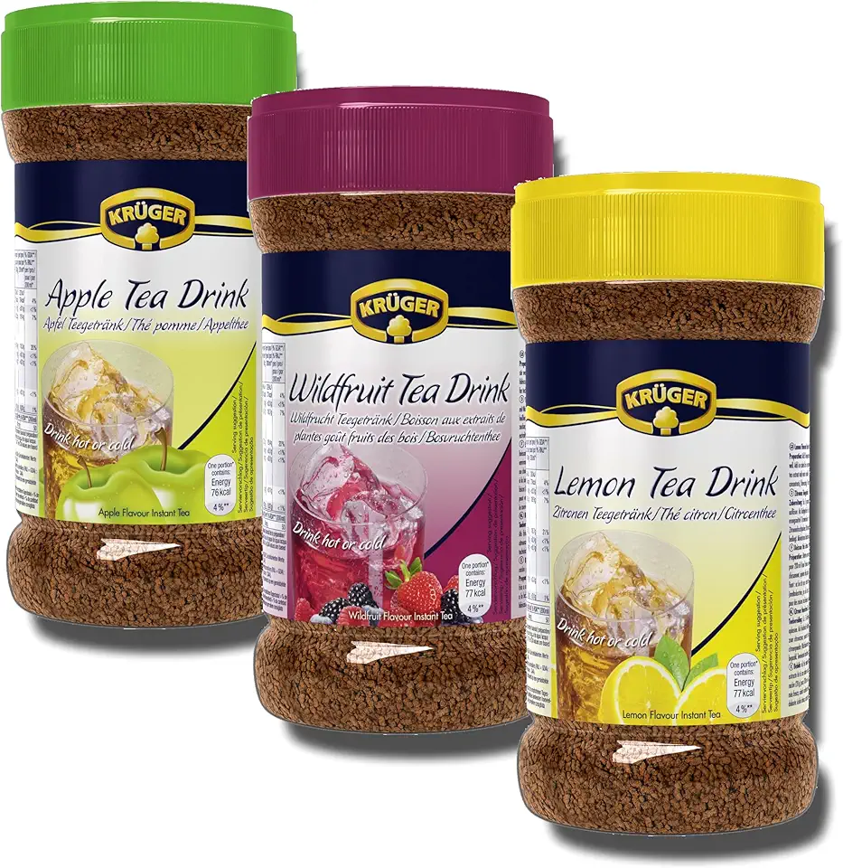 Kit Bebida solúvel a base de chá preto Krüger - Sabores sortidos 3 x 400g (Total 1200g)