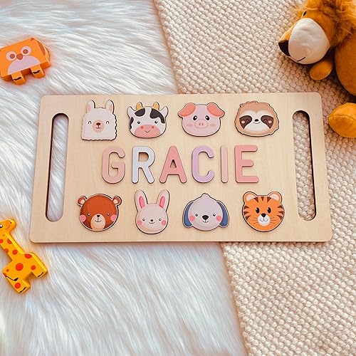 Miniatura 3 de Gowelly Rompecabezas de madera con nombre para niños, regalos de cumpleaños de Navidad para bebés de 1 a 3 años, rompecabezas personalizados para