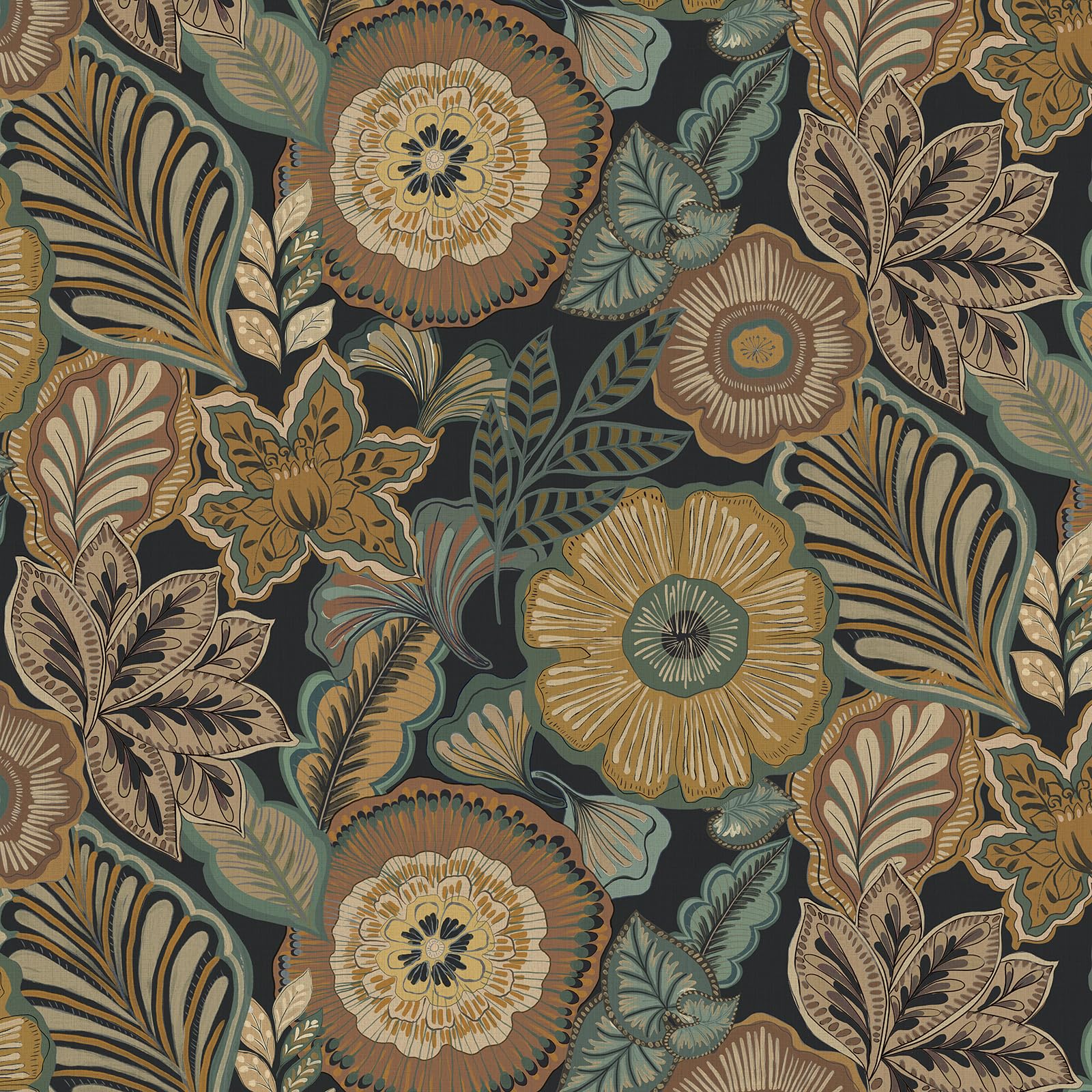 Timeet Selbstklebende Tapete Klebefolie Möbel Selbstklebend Möbelfolie Blumen Vinyl 44cm x 10m Blumentapete Braun Klebetapete Wandverkleidung Wasserdicht für Küche Möbel Schlafzimmer Wohnzimmer
