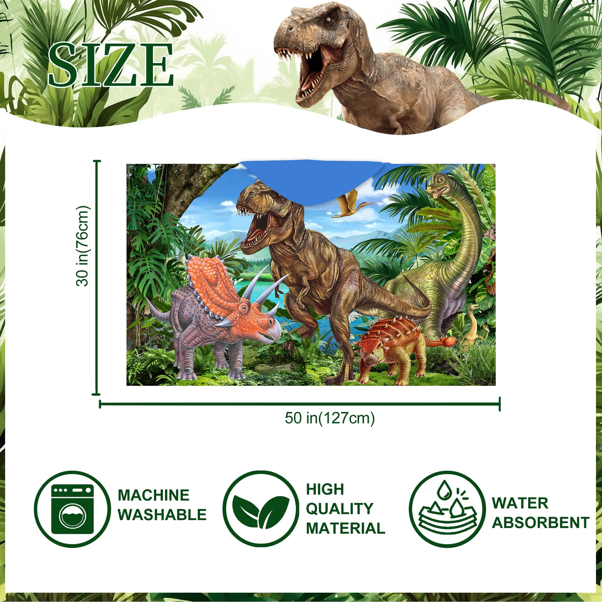 Toalla con capucha de dinosaurio, toalla de playa de dinosaurio, toalla de dinosaurio para niños de 30 x 50 pulgadas, T-Rex microfibra absorbente de secado rápido, toalla de baño, piscina,
