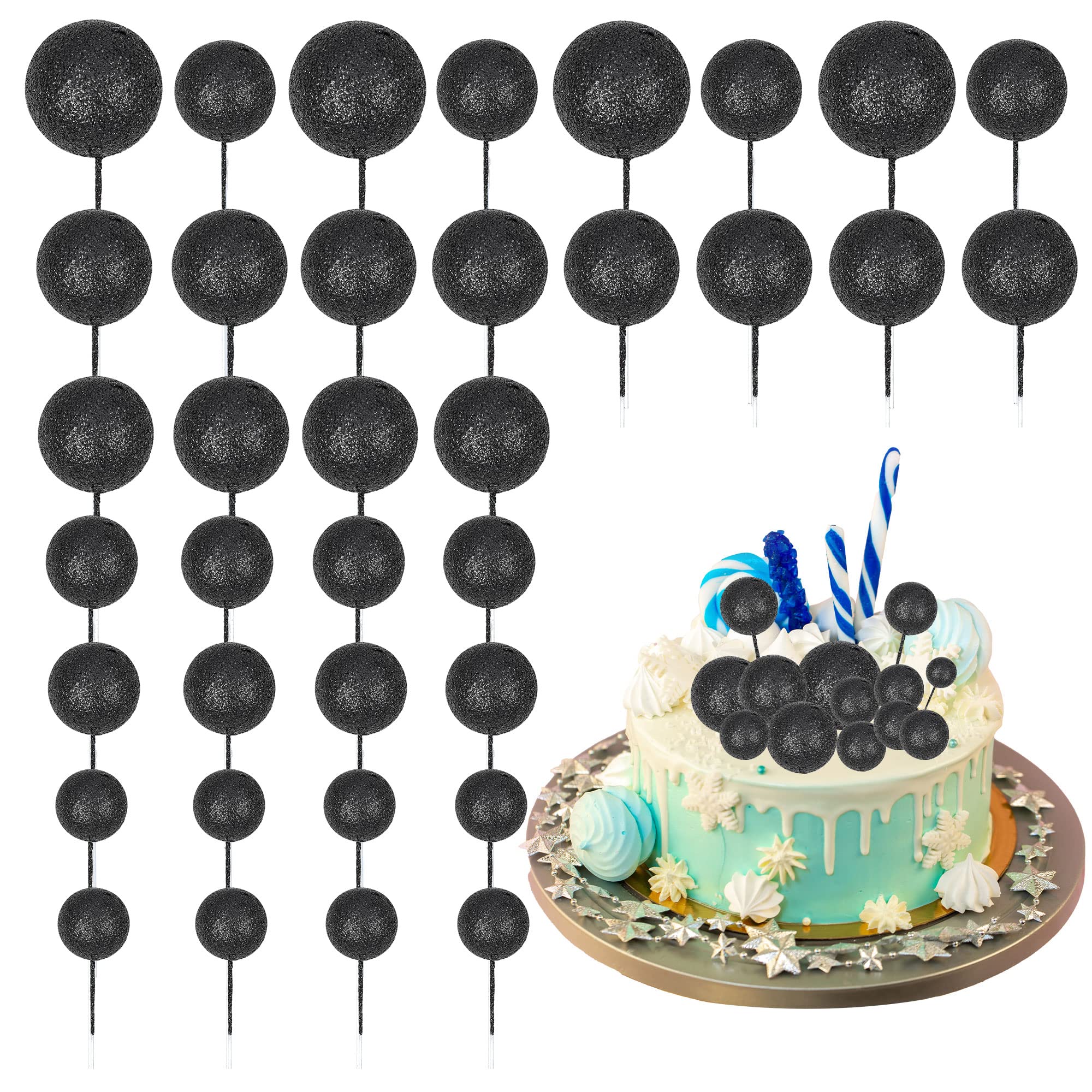 30 Toppers Pour Cupcakes En Forme De Boules - Décoration Gâteau Non Comestible - Diamètres 2 à 4 Cm - Coloris Assortis