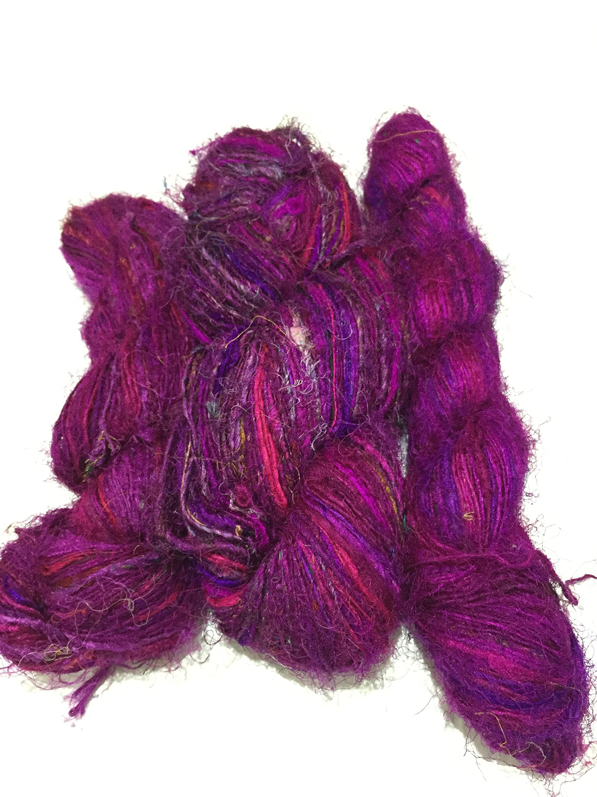 Knitsilk Premium Recycled Sari Silk Worsted Yarn|150+Yards| Best for Knitting, Crocheting, and Jewelry Making Sustainable and Unique Texture Yarn| BLACK| 50gmx 1 Count| 50gm|