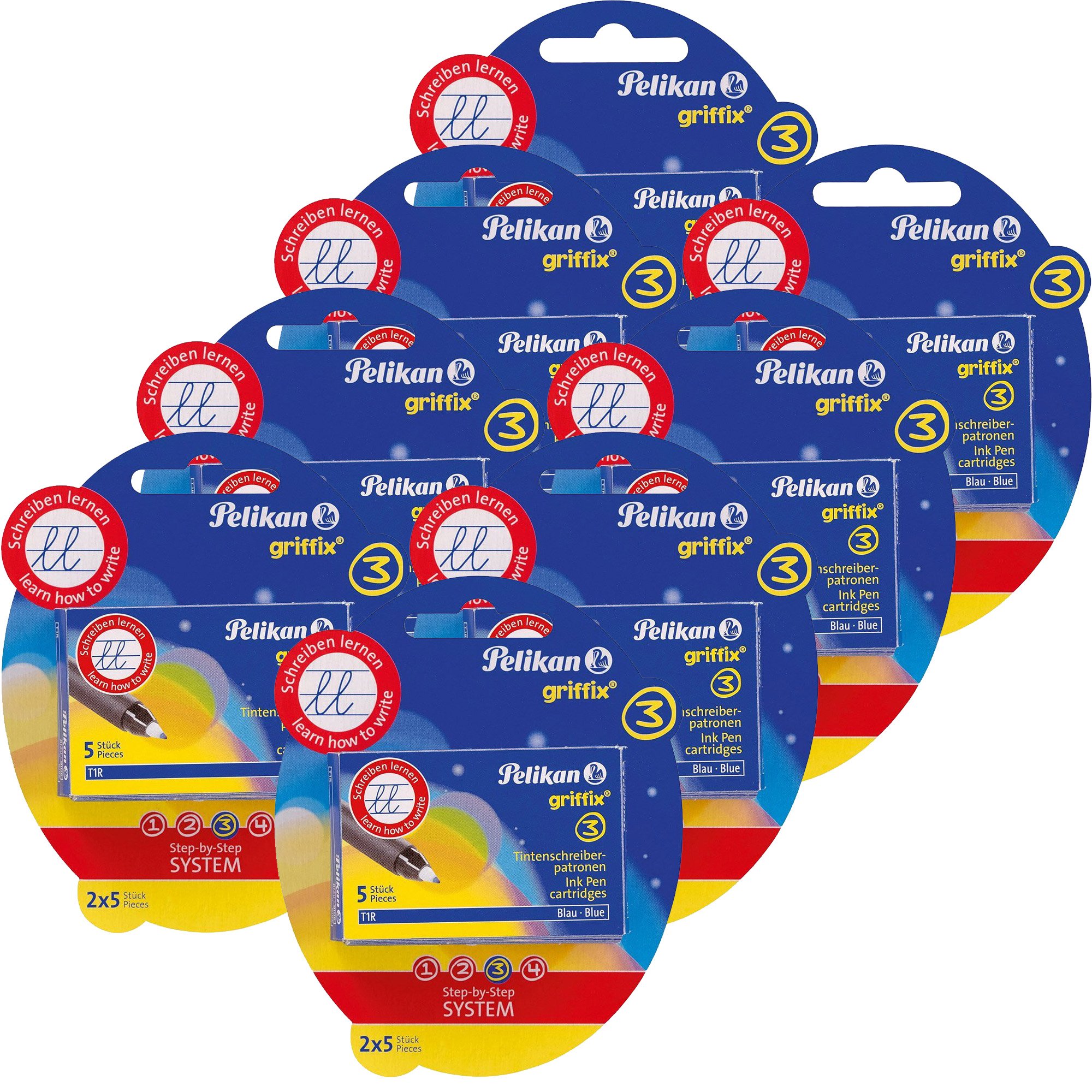 8 packs de Pelikan 960575 - Stylos à encre Griffix Cartouches 8 x 5 blisters