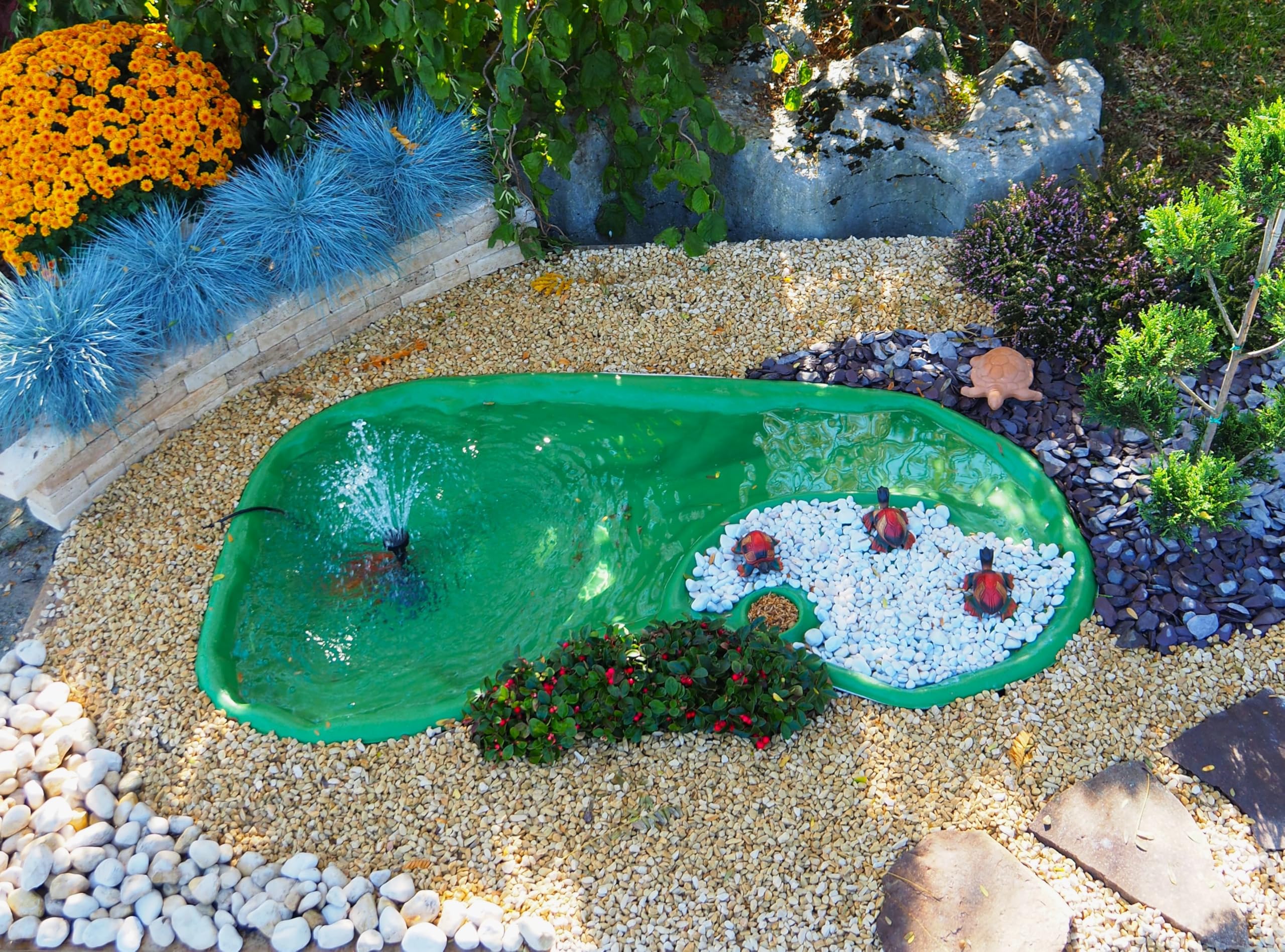 Giardini d'Acqua Staw dla żółwi Ninja z plażą i sztucznym karmnikiem dla stawów Dim 185 cm x 105 cm