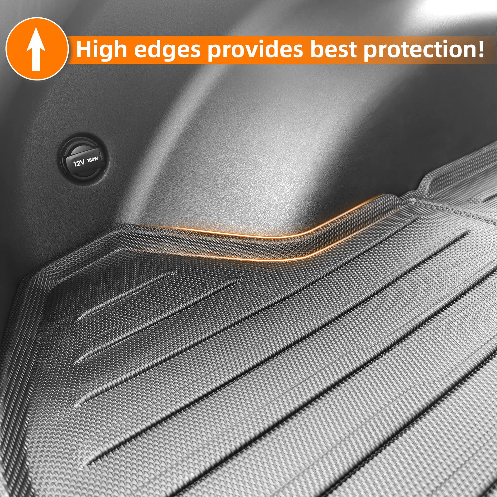 CARESA Cargo Liner and Seat Back Protector for Hyundai IONIQ 5 2022 2023 Accessories, All Weather TPE Trunk Mats and Seatback Cover with Velcro