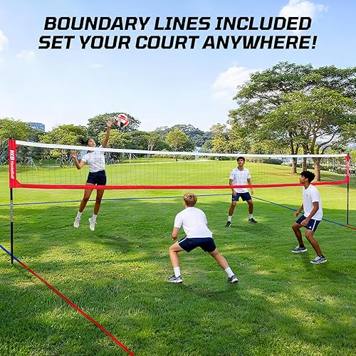 Miniatura 3 de Haokelball Outdoor Portable Heavy Duty Volleyball Net Set for Backyard with Adjustable Height Poles, Anti-Sag System, Volleyball, Pump, Boundary