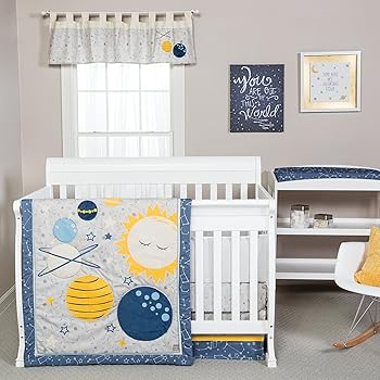 navy and yellow crib bedding