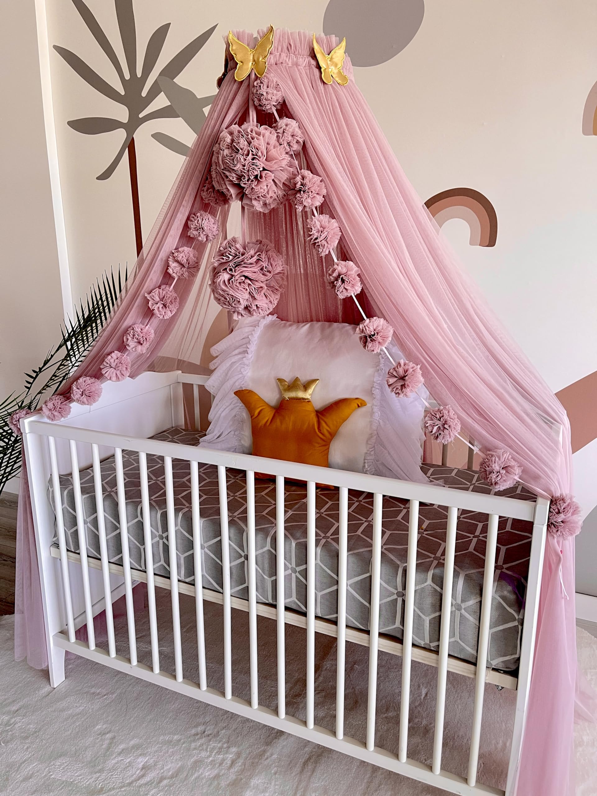 THREENTDAY Princess Bed Canopy for Girls and Kids Hanging Mosquito Net for Baby Crib Nook Castle Game Tent Nursery Play Room Decor(Jade