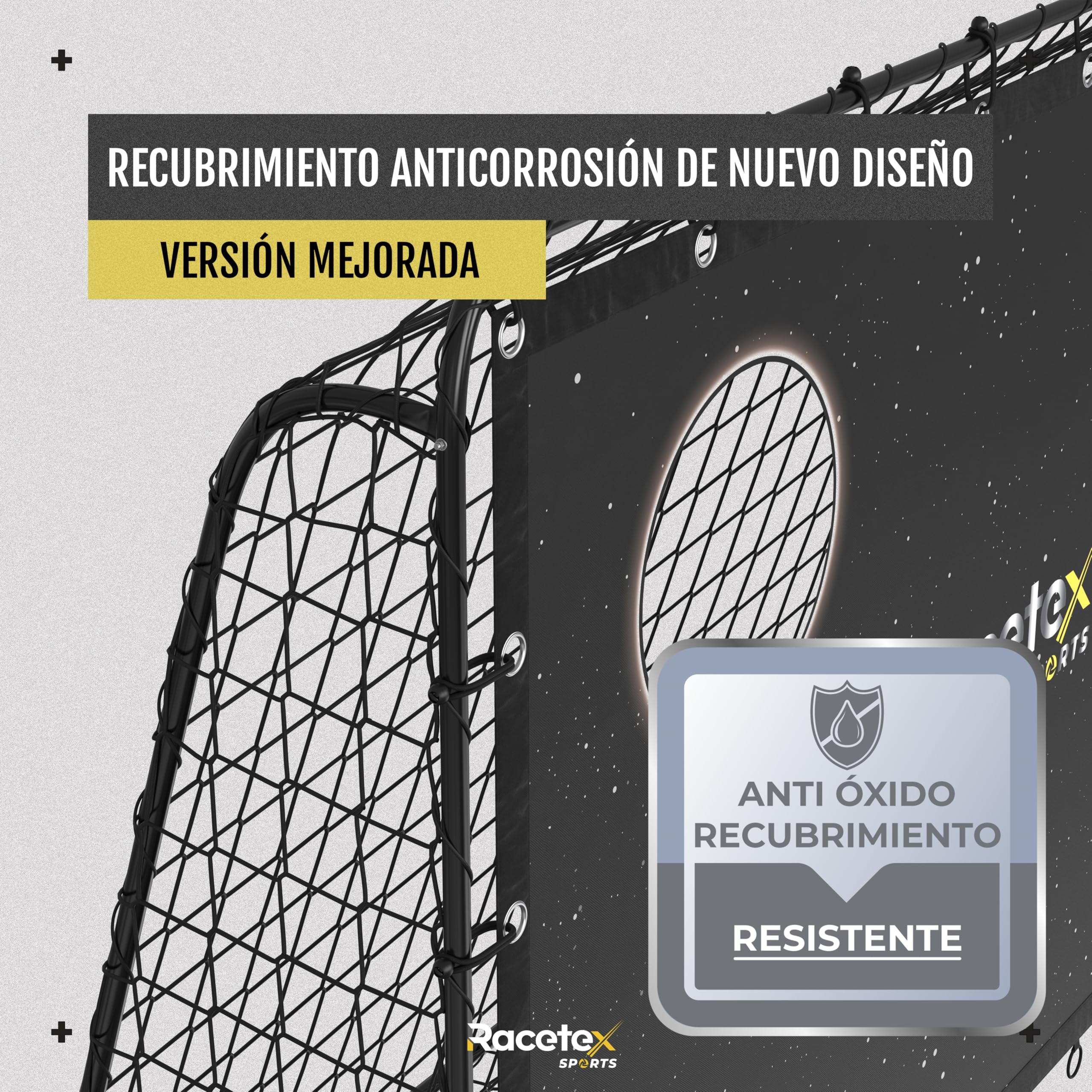 Racetex Portería de Fútbol para Niños y Adultos - Panel de Tiro Con Revestimiento Anti-óxido - para Jardín Con Anclajes - Baliza de Fútbol