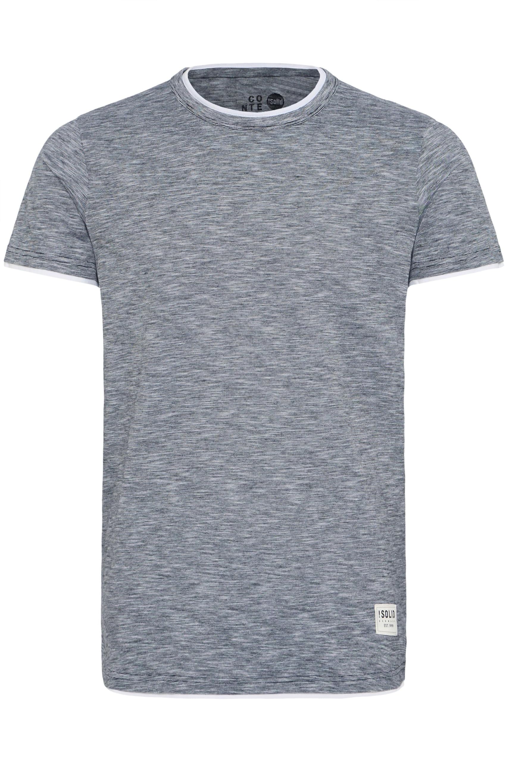 !Solid SDRigos Herren T-Shirt Kurzarm Shirt mit Rundhals-Ausschnitt im Double-Layer-Look 100% Baumwolle Regular fit