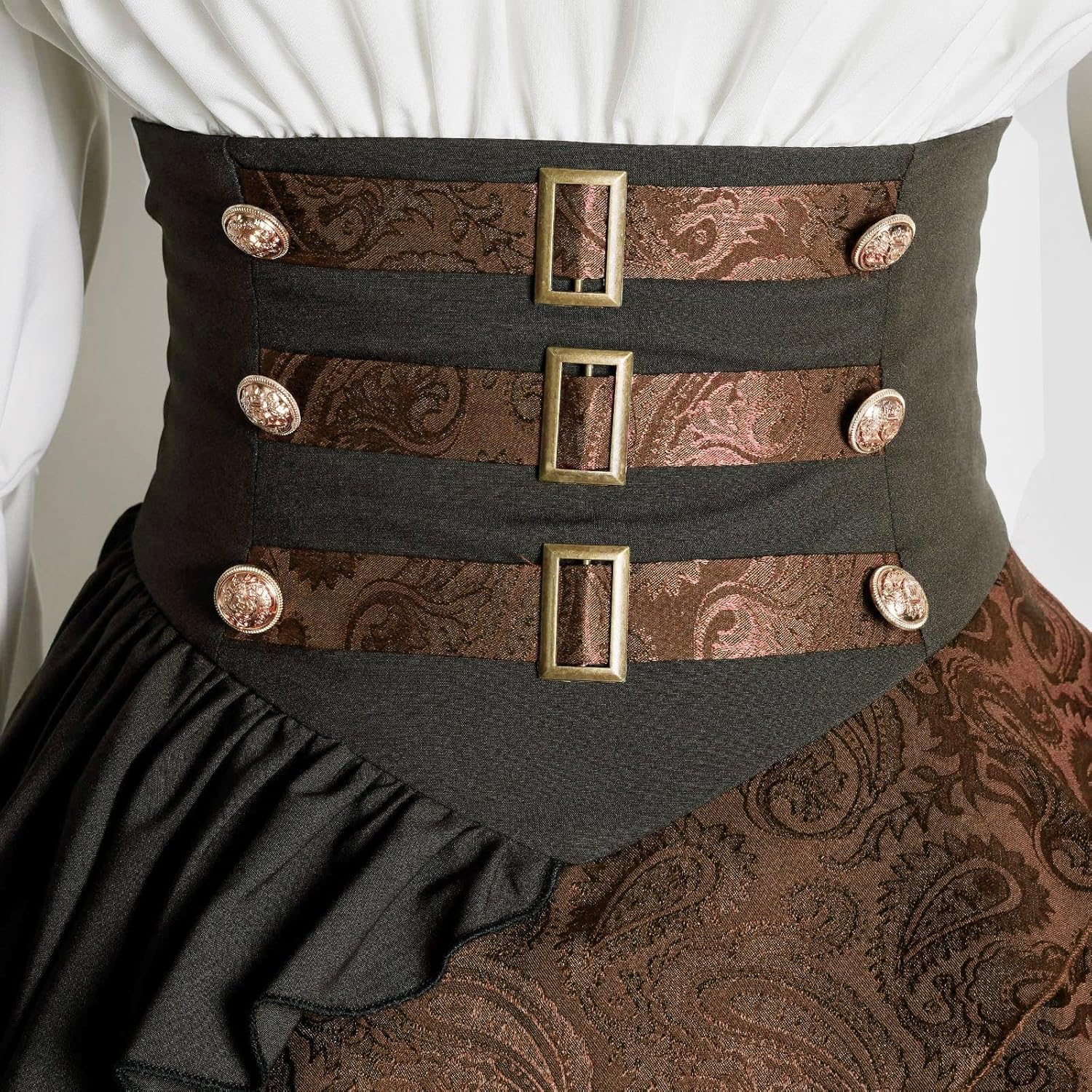 Women's Pirate Costume Retro Renaissance Cosutmes Women Layered Ruffle Viking Outfit Set - Image 5
