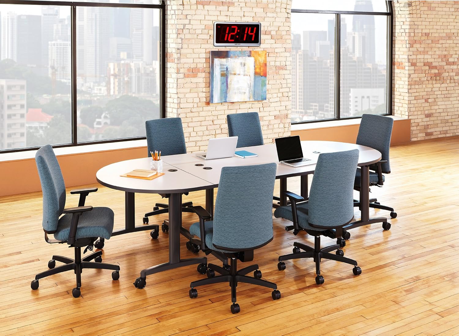 Ivation Big Time Digital LED Clock - Table or Wall Clock – Dimmable LED Display - Great for Elderly People, Offices, Conference Rooms, Lobbies and School Classrooms - Huge 12 Inch - Green