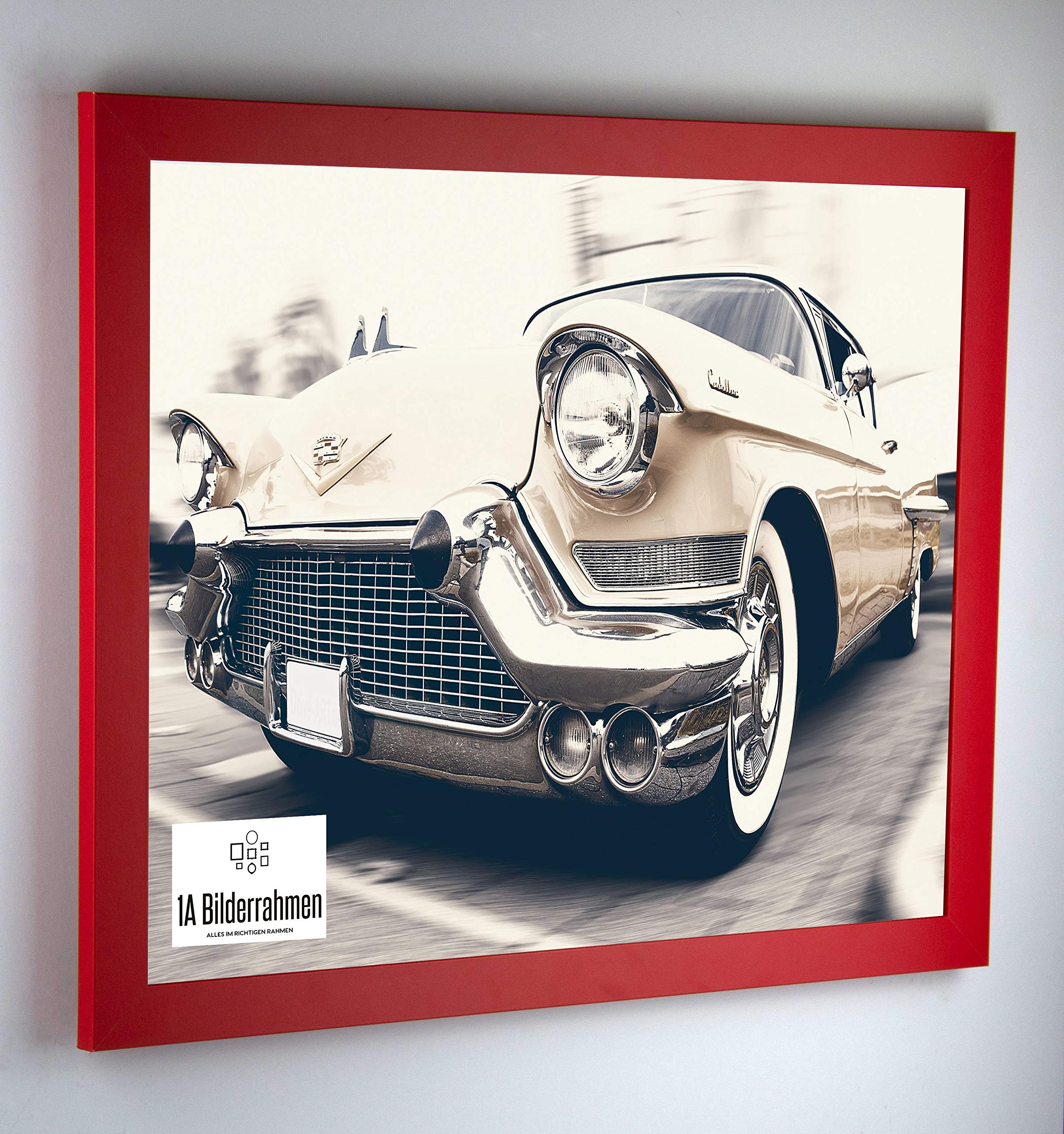 Bilderrahmen Diamond 50x70 cm Rot ideal für Diamond Painting mit 1 mm klarem Kunstglas