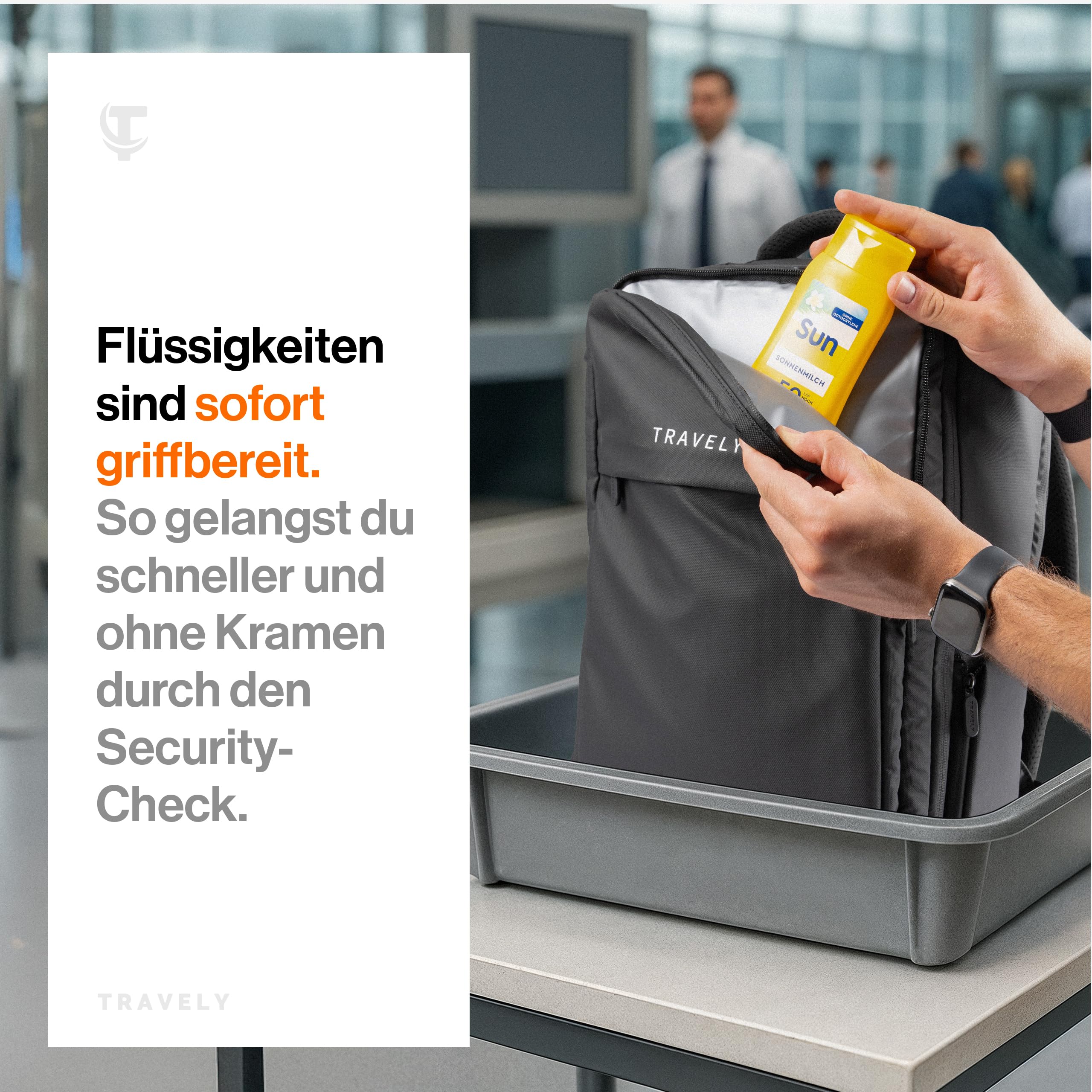 Travely Handgepäck Rucksack 40x20x25 geeignet für Ryanair - Rucksack 20L - Reiserucksack Handgepäck Flugzeug, Wasserabweisend, inkl. Laptopfach bis 16 Zoll & Flaschenhalter