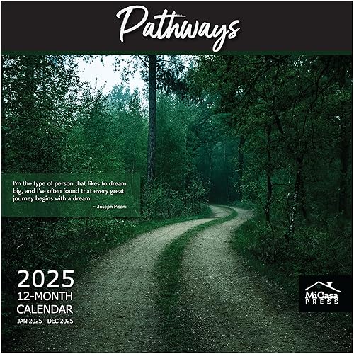 MICASA Pathways with Quotes - Calendario mensual de pared colgante 2024  12 x 24 pulgadas abierto  Papel grueso y resistente  Regalo
