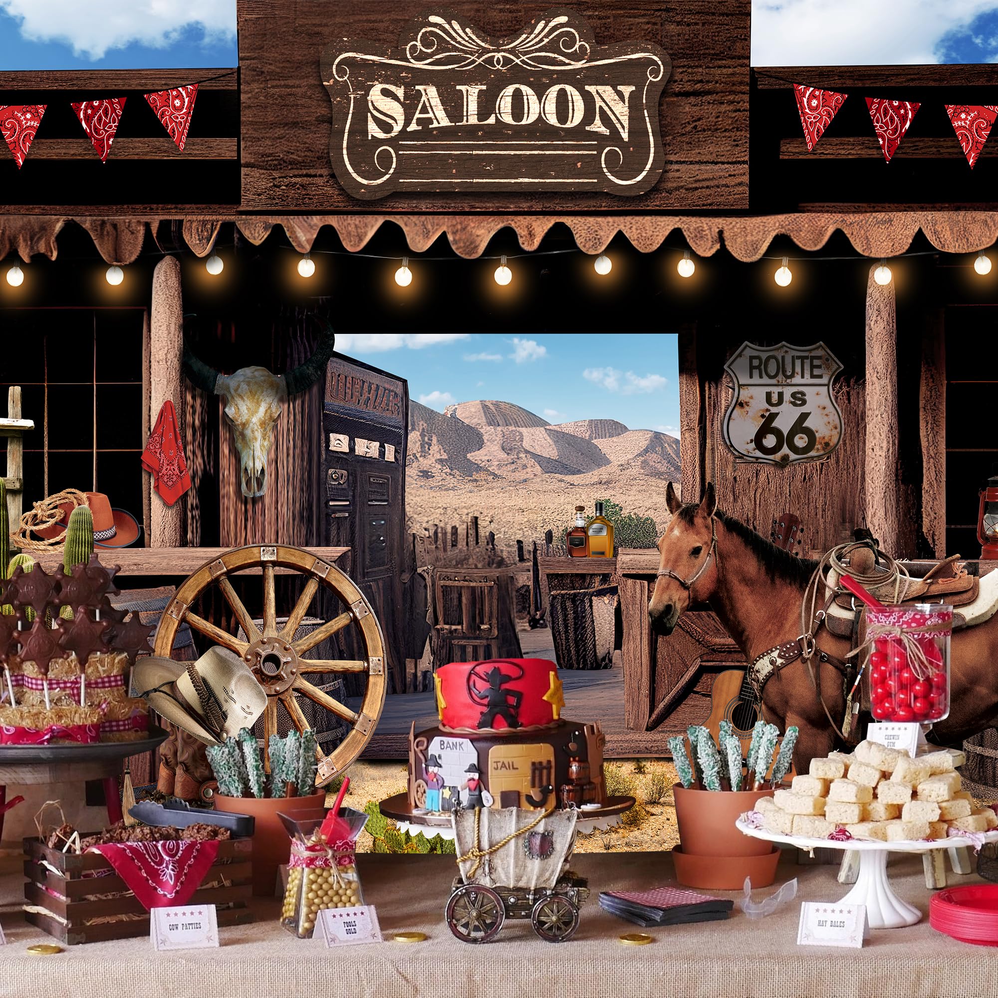 LIGHTINHOME Western Backdrop 7Wx5H Feet Vintage Wild West Saloon Bar Rustic Wooden Barn Door Country Cowboy Baby Shower Photography Background Birthday Decorations Photo Booth Studio Prop Fabric