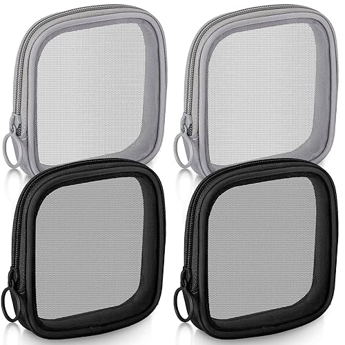 Miniatura 7 de 4 bolsas de maquillaje de malla para cosméticos, bolsa de aseo de viaje con cremallera, mini bolsa portátil para maquillaje y artículos de aseo de