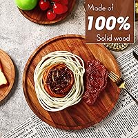 Vista 3 de Rtteri 10 Pieces Acacia Round Wood Plates 12 x 0.6 Inch Dinner Plates Wooden Charger Platter Bulk Easy Cleaning Lightweight Serving Tray for Dishes