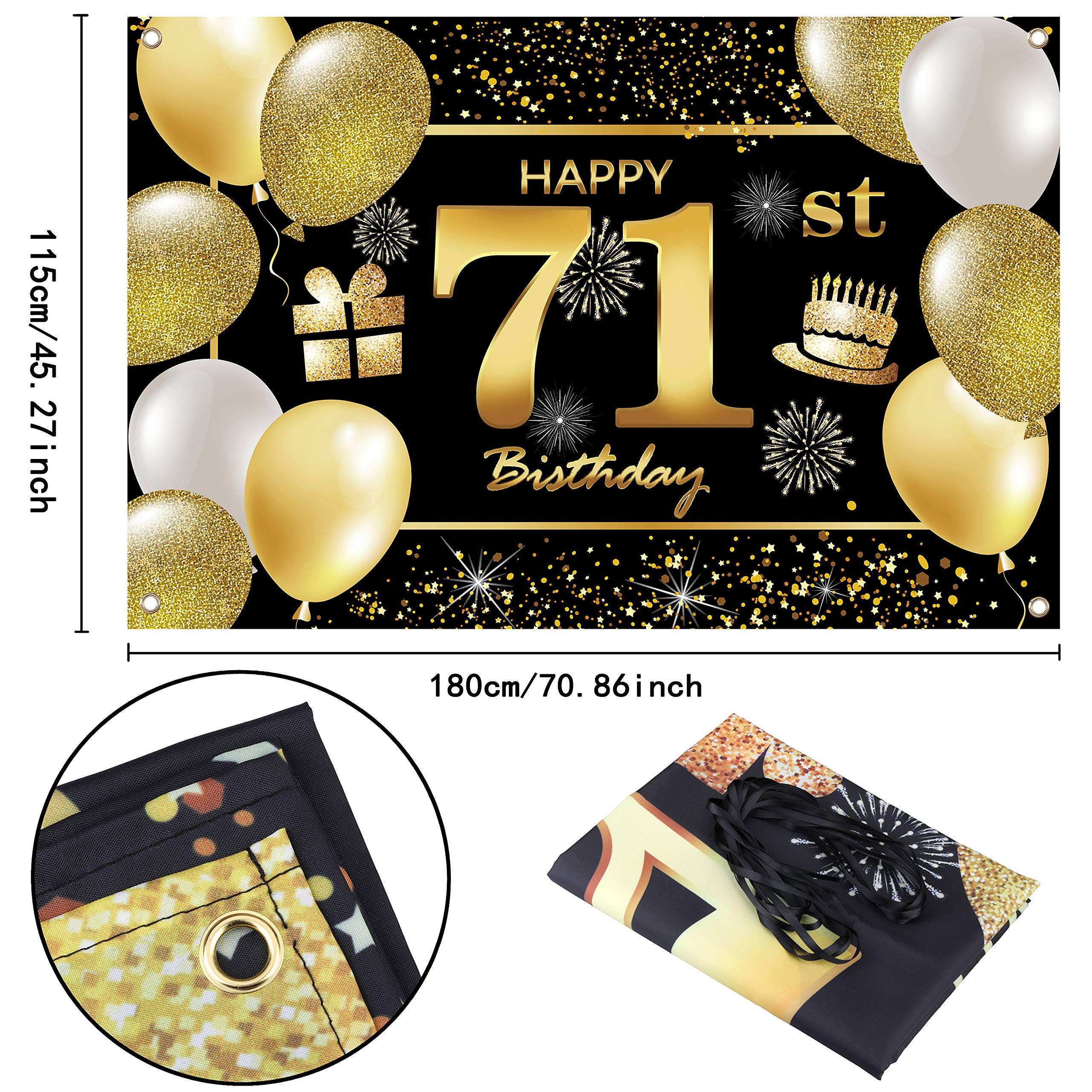 71st Happy Birthday Banner IMISI Birthday Decorations Birthday Backdrop Decorations for a Party - Image 2