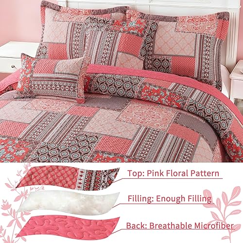 Vista 190 de VAPUTAR Colchas tamaño King – Juego de ropa de cama de algodón de otoño, 3 piezas, ligero, suave, tamaño King, juego de edredón bohemio de algodón