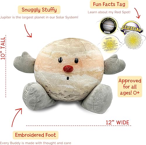 Miniatura 2 de Celestial Buddies Jupiter Buddy | Peluche suave de 12 pulgadas, características bordadas, etiqueta de datos divertidos de planetas para niños -