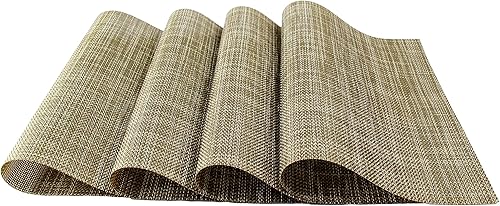 Miniatura 4 de Juego de 4 manteles individuales de vinilo tejido de PVC, antideslizantes, resistentes al calor, color azul, para cocina, ambientales, manteles