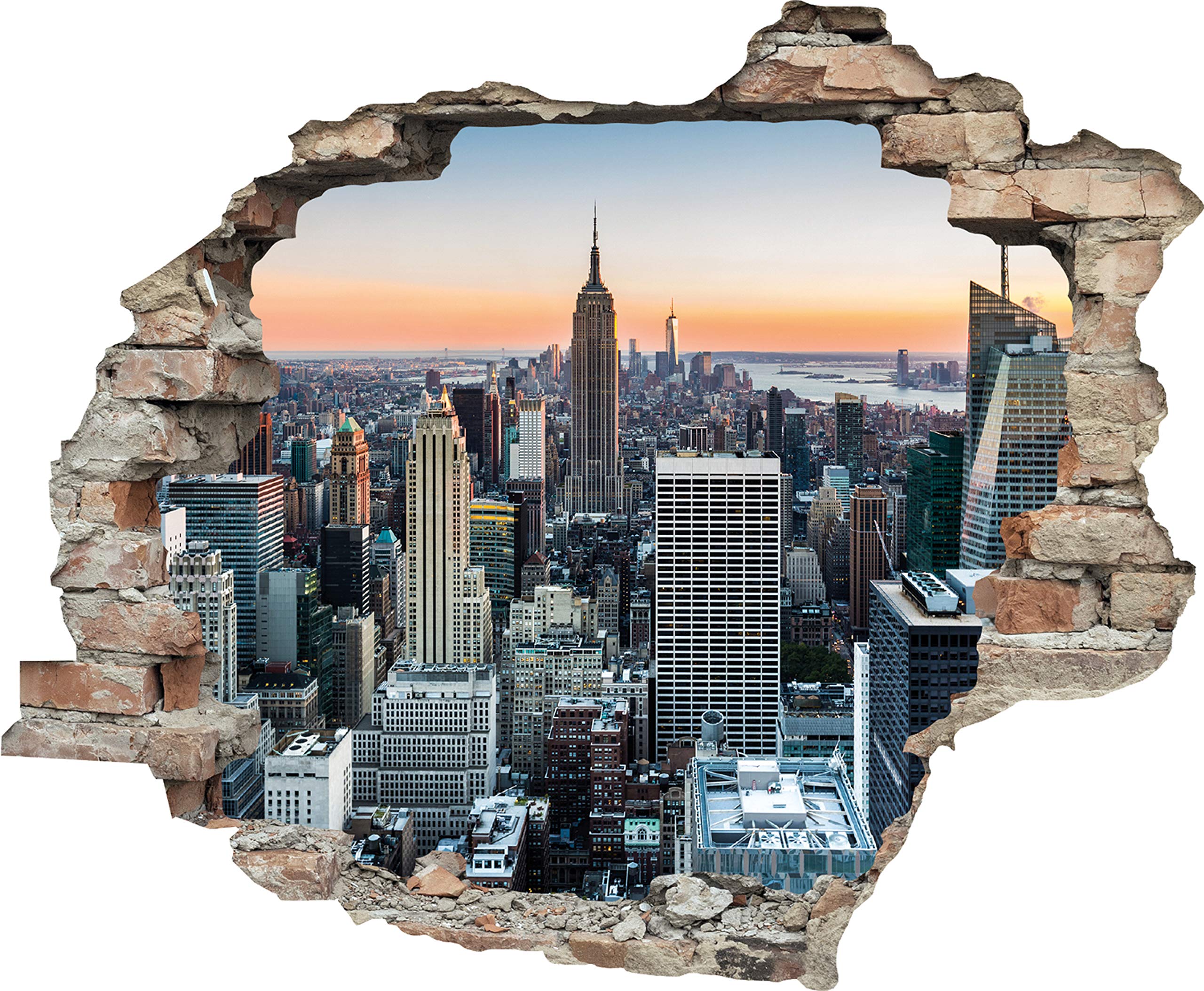 Queence | Adesivo da parete effetto 3D | Adesivo da parete | Finestra | Adesivo da parete | Adesivo da parete | Adesivo da parete | Tattoo, dimensioni: 60 x 50 cm, colore: New York