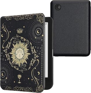 kwmobile Schutzhülle für Kobo Clara BW/Clara Colour/Tolino Shine (5) / Shine Color Hülle - eReader Flip Case mit Auto Sleep Funktion - Tarot Karten mit Dunkelblau Gelb Schwarz