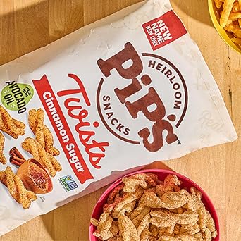 Pips Heirloom Cinnamon Churro Twists 1 oz Bags (24 pk) Individually Wrapped Snack Packs Made With Heirloom Corn & Avocado Oil Better For You Snacks, Gluten Free, Non-GMO