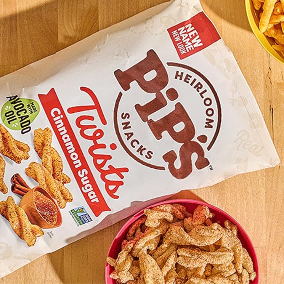 Pips Heirloom Cinnamon Churro Twists 1 oz Bags (24 pk) Individually Wrapped Snack Packs Made With Heirloom Corn & Avocado Oil Better For You Snacks, Gluten Free, Non-GMO