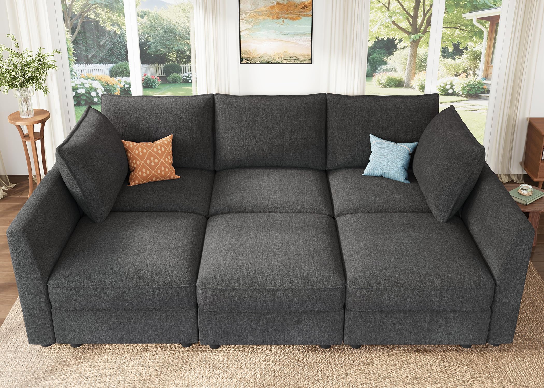 Photo 1 of **PARTIAL SET** **WHATS SHOWN IN PICTURES ONLY**HONBAY Modular Sofa Sectional Sleeper Couch with Storage Modular Couch Convertible Couches for Living Room - Snowflake Velvet Grey