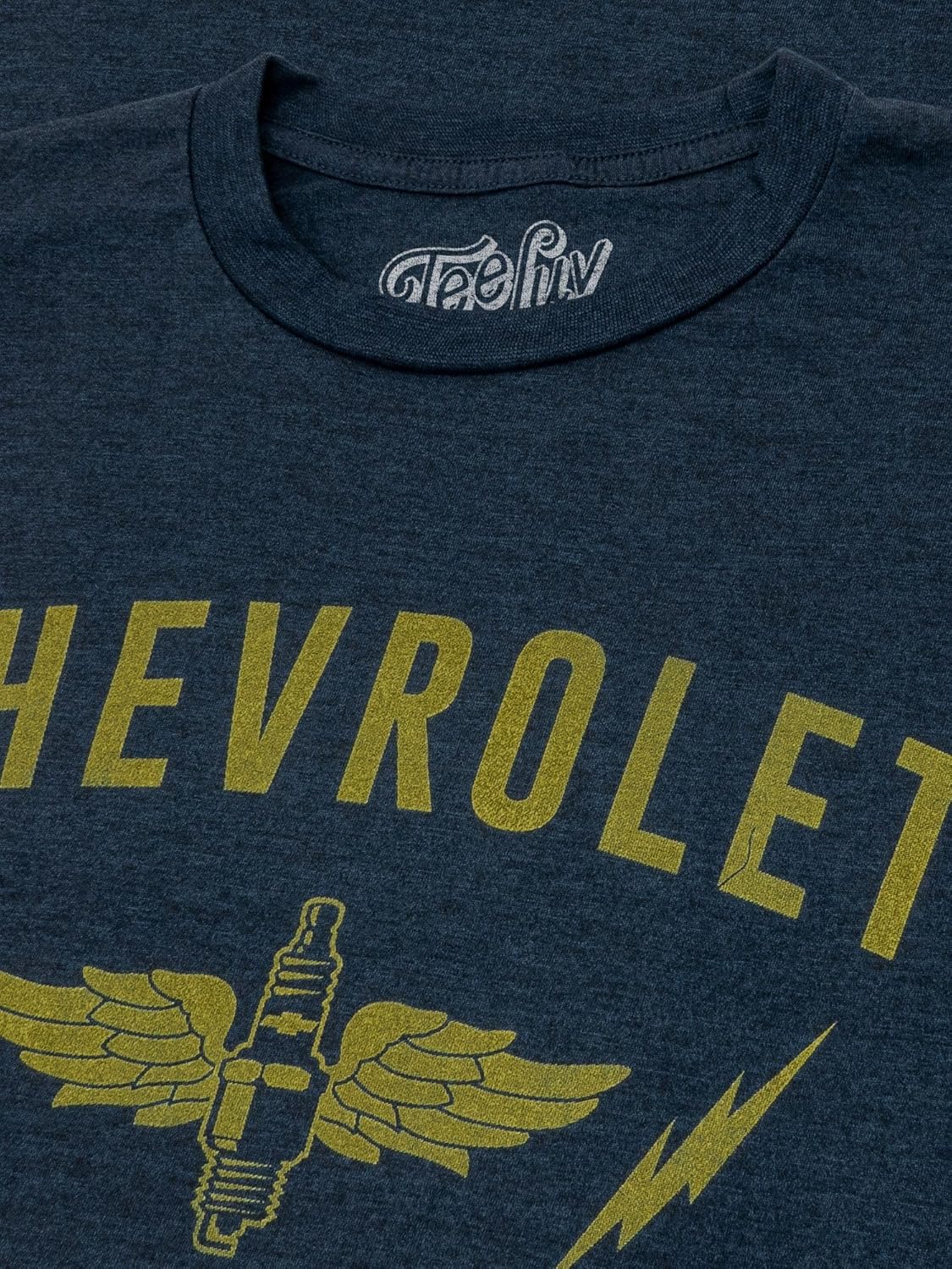 Tee Luv Men's Retro Chevrolet Spark Plug Shirt - Faded Chevy MCMXI Graphic Tee