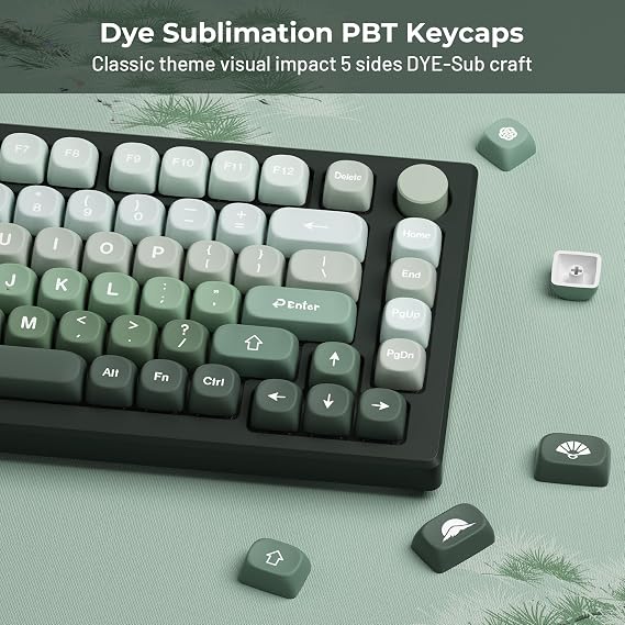 HITIME XVX Yeşil MOA Keycaps, PBT Özel Keycaps Yüzde 75, Özel Anahtar Kapakları Boya Süblimasyonu, Mekanik Klavye için Klavye Tuş Takımı